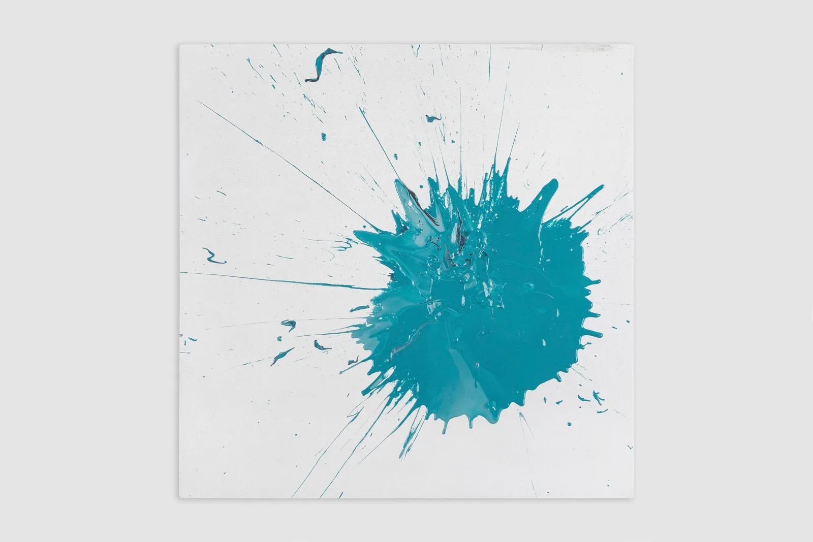 Unfreefall, polyptych of nine canvases with poured acrylic paint